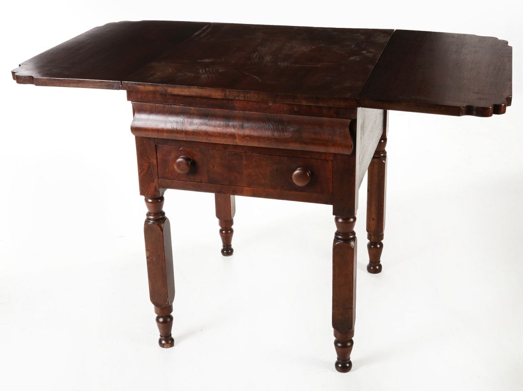 A 19TH C. EMPIRE TRANSITIONAL TWO DRAWER STAND 