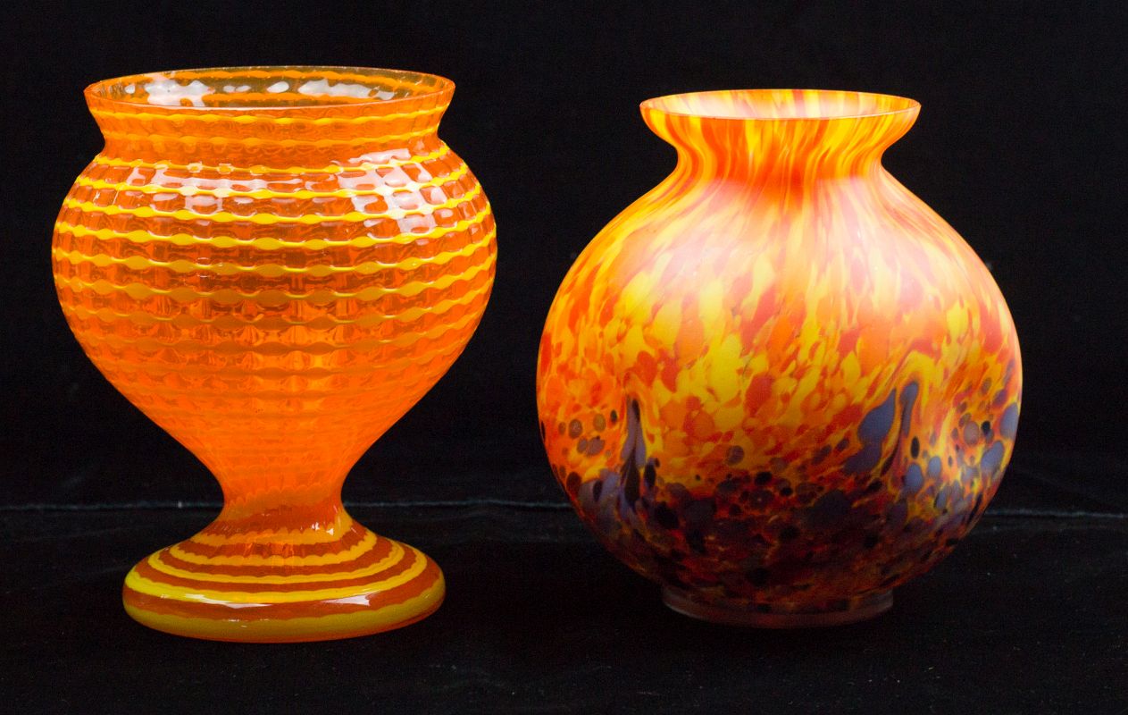ART GLASS VASES, PROBABLY MADE IN CZECHOSLOVAKIA