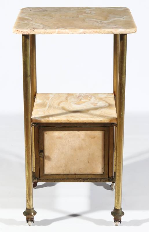 A CIRCA 1900 FRENCH ONYX AND BRASS STAND