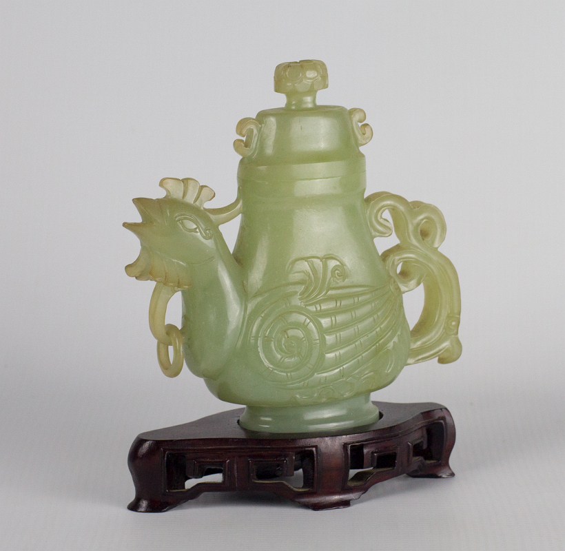 A CHINESE CARVED JADE COVERED CENSER
