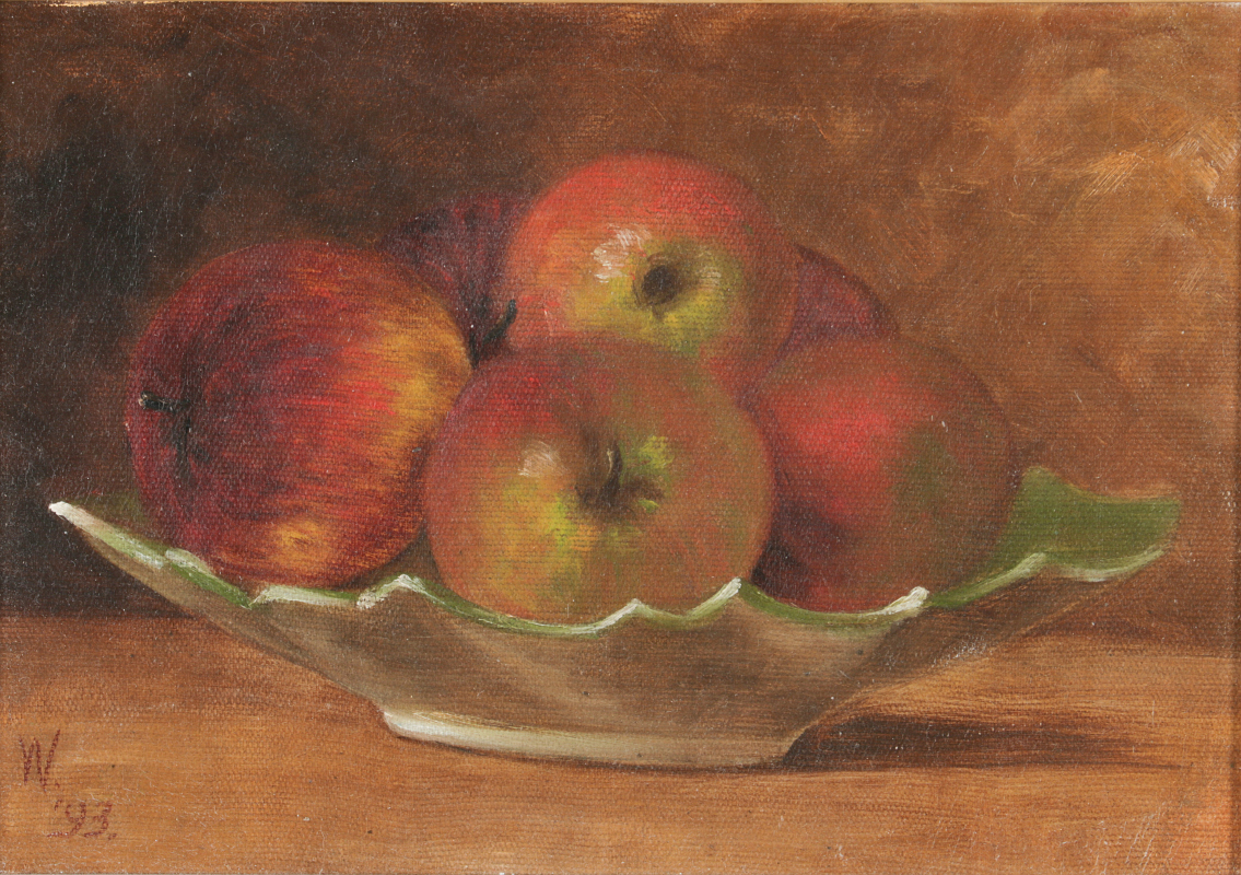 AMERICAN OIL ON CANVAS FRUIT STILL LIFE DATED 1893