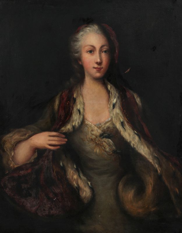AN 18THC STYLE PORTRAIT OF A NOBLEWOMAN IN ERMINE 