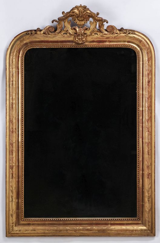 A 19TH CENTURY GILDED OVERMANTEL MIRROR 