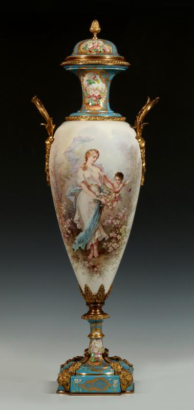 A VERY FINE 33-INCH SEVRES VASE SIGNED G. POITEVIN