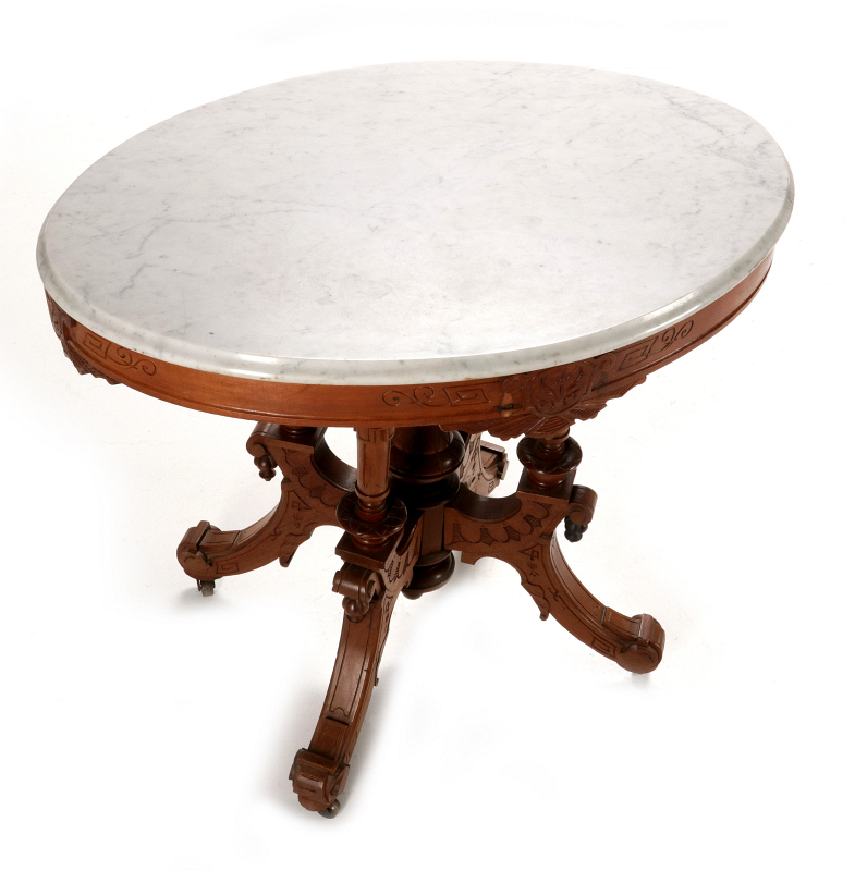 A NICE VICTORIAN MARBLE TOP PARLOR TABLE