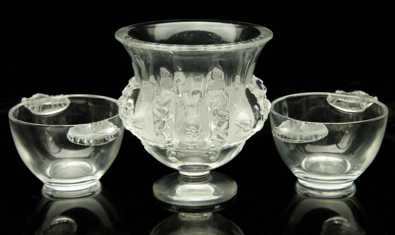 THREE PIECES OF FRENCH CRYSTAL SIGNED LALIQUE