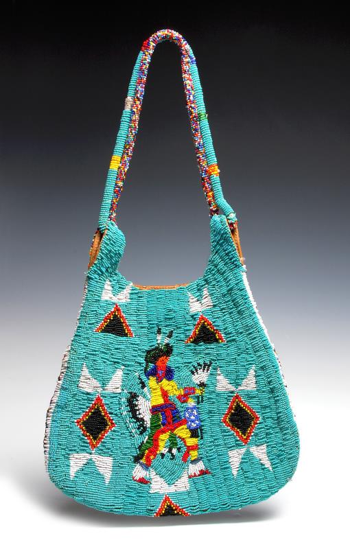 A MID 20TH CENTURY BEADED BAG ATTRIBUTED UTE
