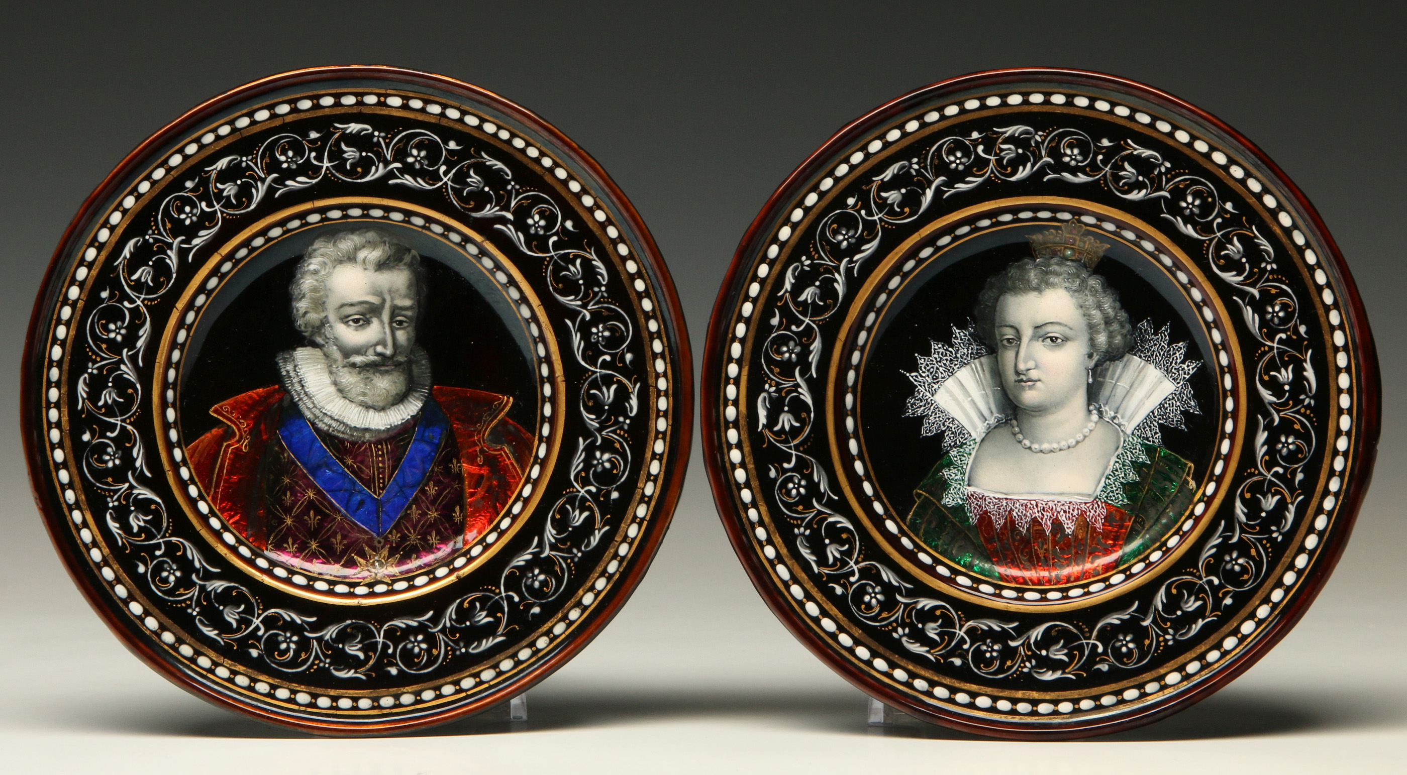 A PAIR OF 19TH C. LIMOGES KILN FIRED ENAMEL PLAQUE