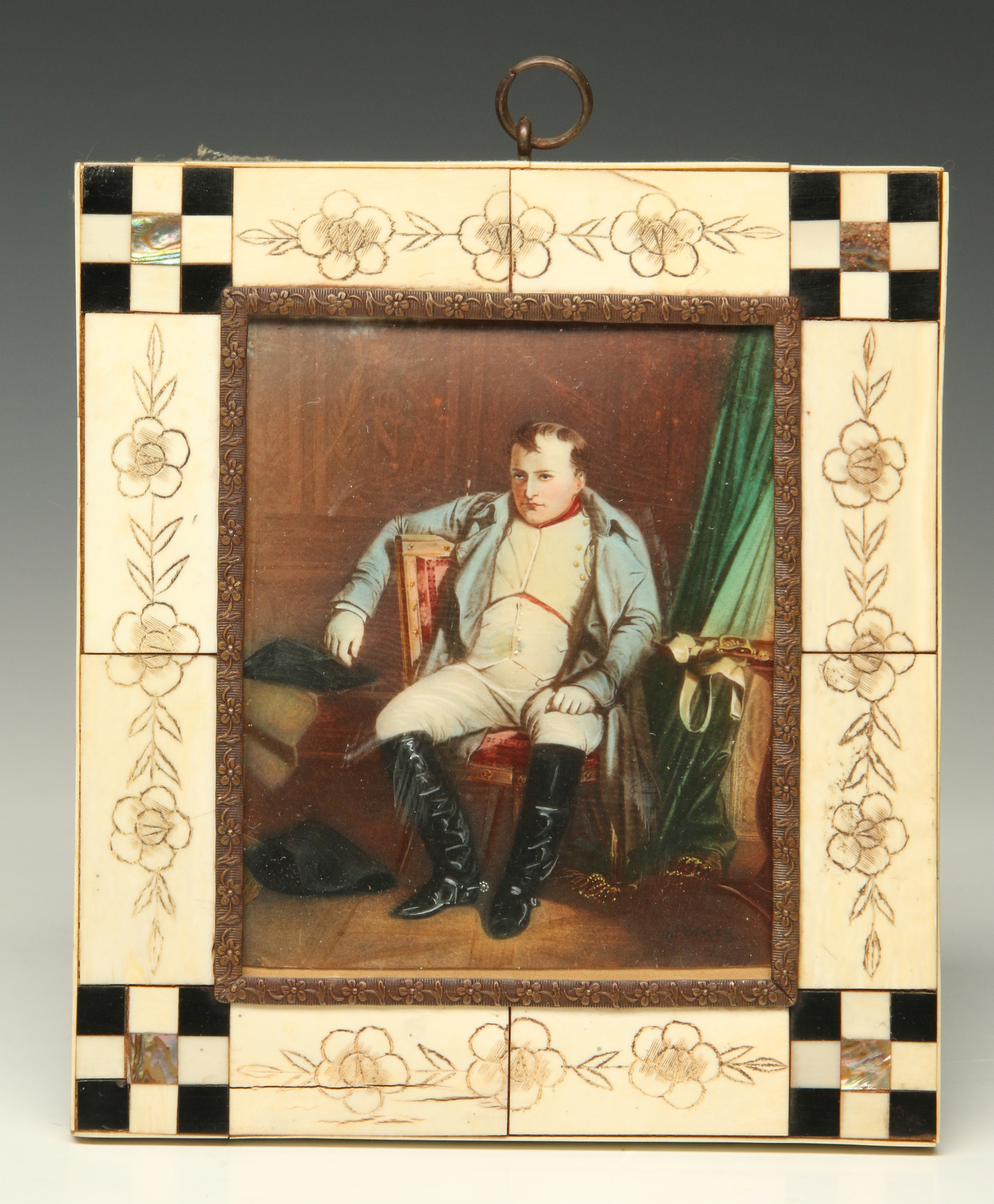 A MINIATURE PANTING OF NAPOLEON SIGNED PESNEY