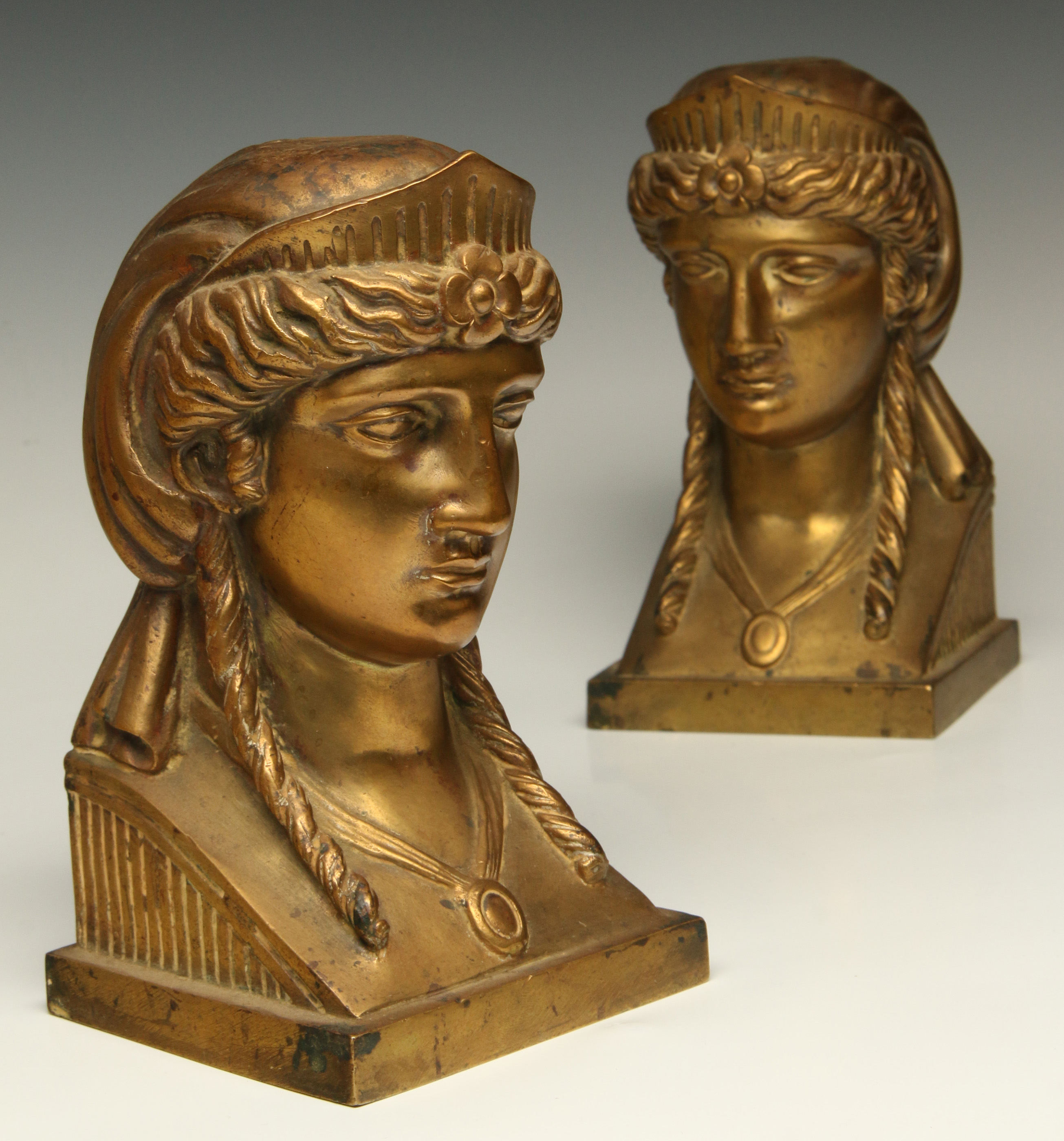 A PAIR OF CIRCA 1900 LADY COLUMBIA BRONZE CASTINGS