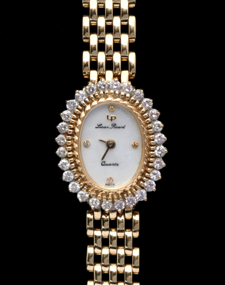 LUCIEN PICCARD 14K GOLD LADIES WATCH WITH DIAMONDS