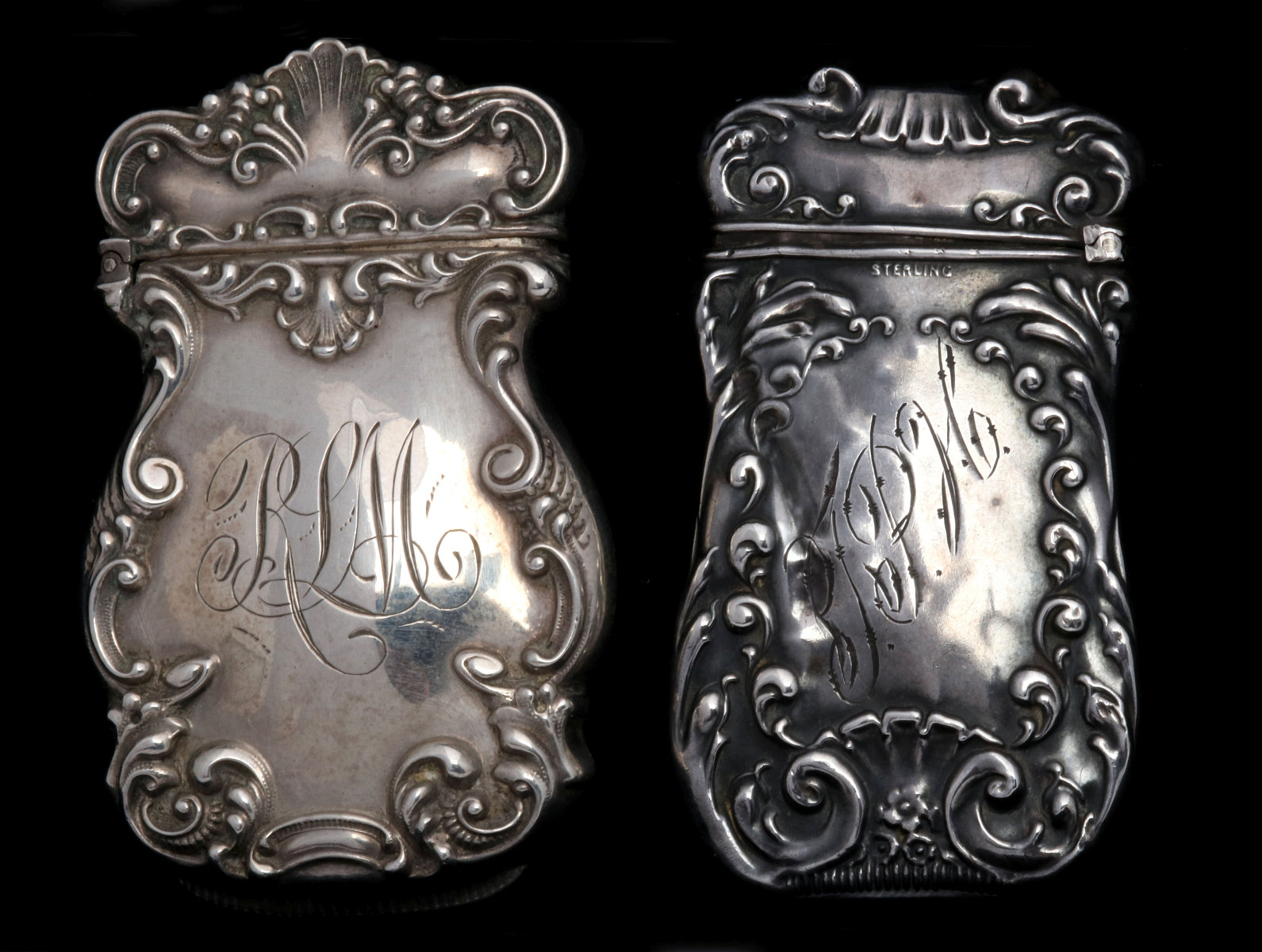TWO ANTIQUE STERLING SILVER MATCH SAFES
