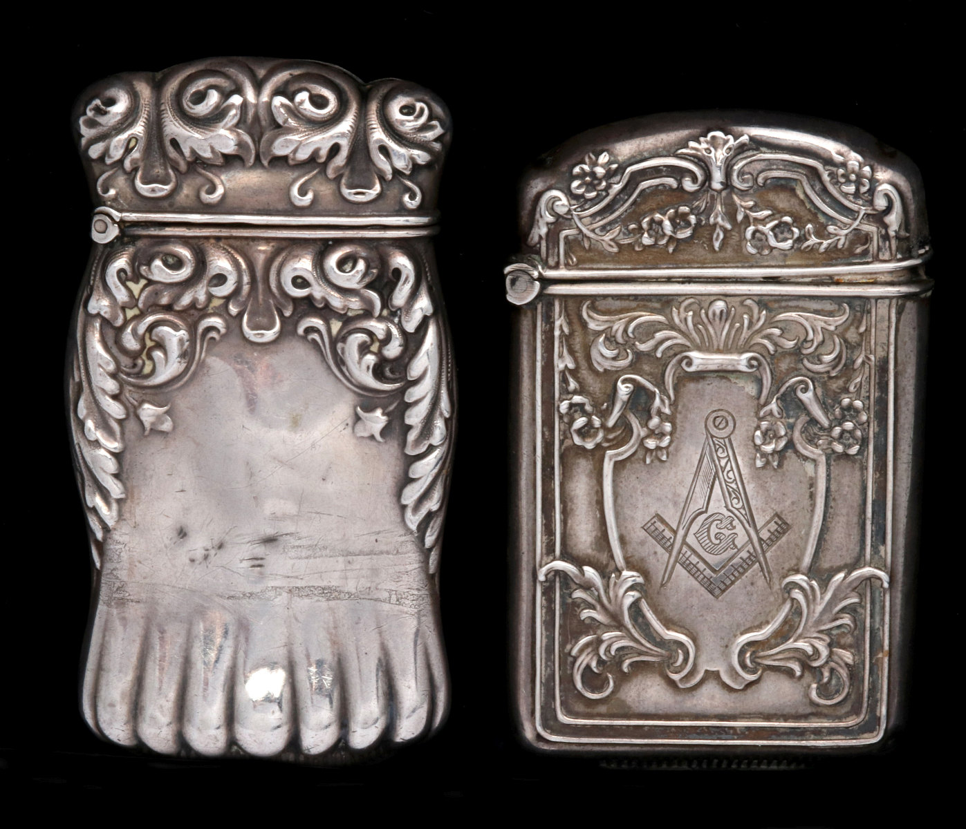 A FREEMASON'S STERLING MATCH SAFE, PLUS ANOTHER