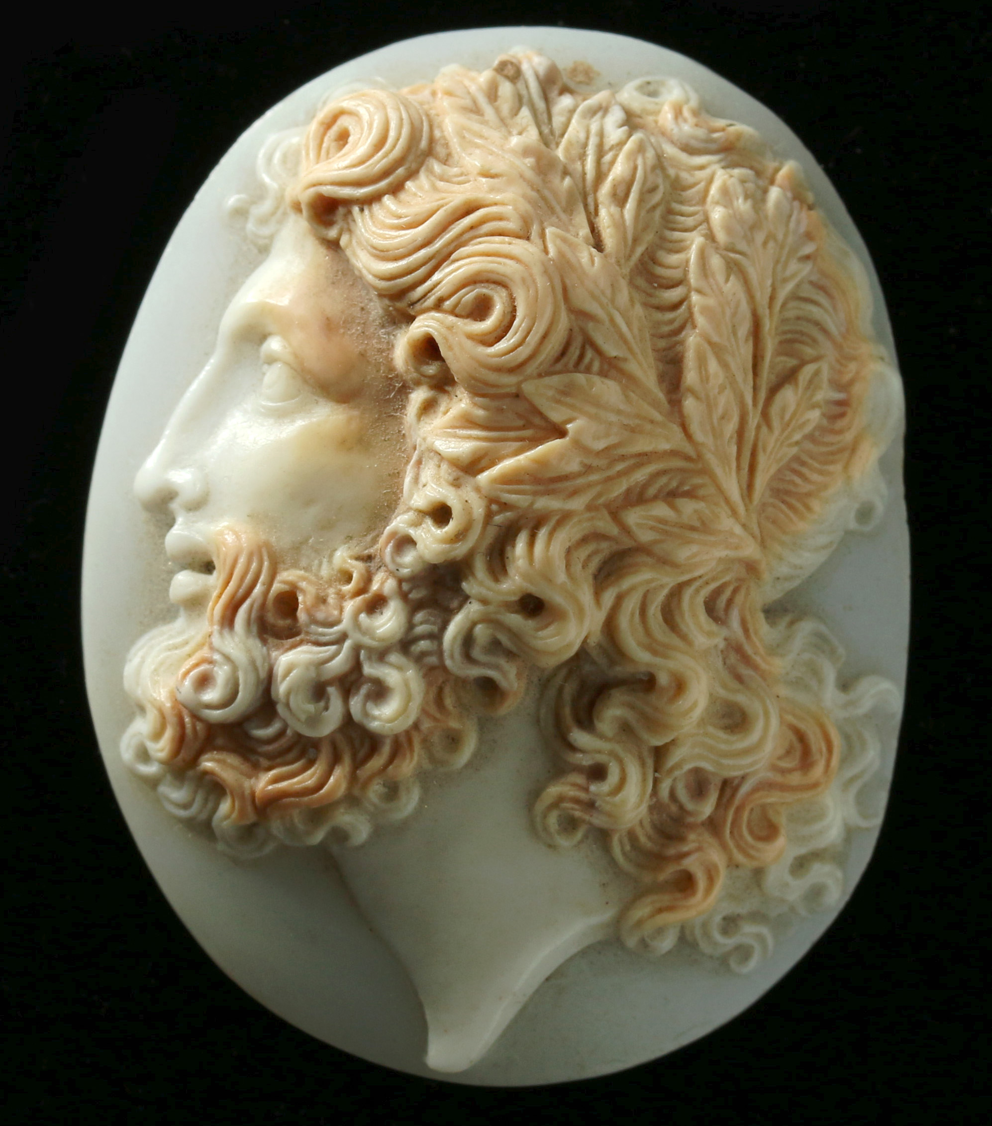 A 19TH C. HIGH RELIEF CAMEO BUST OF A BEARDED MAN