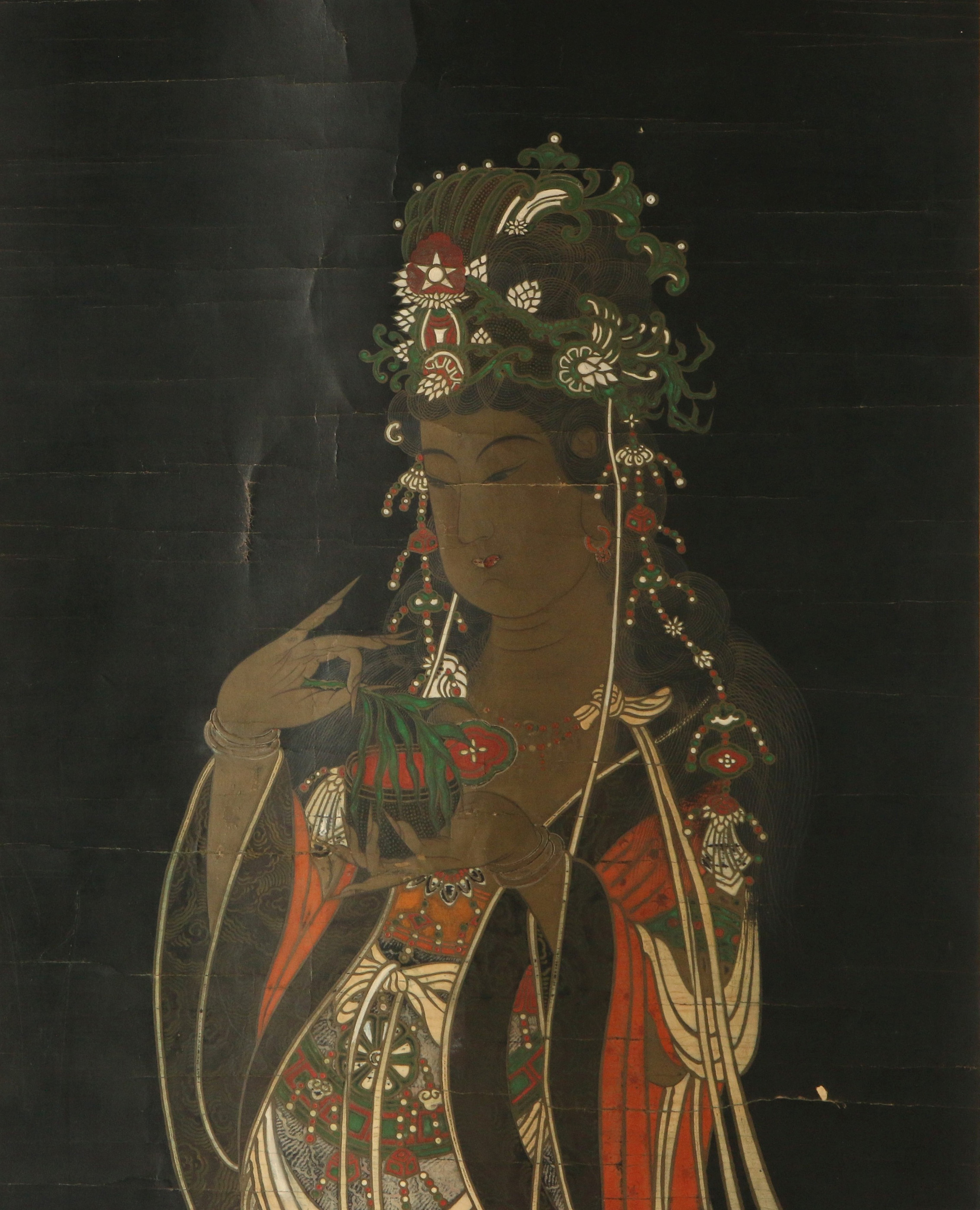 AN EARLY 20TH C. JAPANESE PAINTED BUDDHIST SCROLL