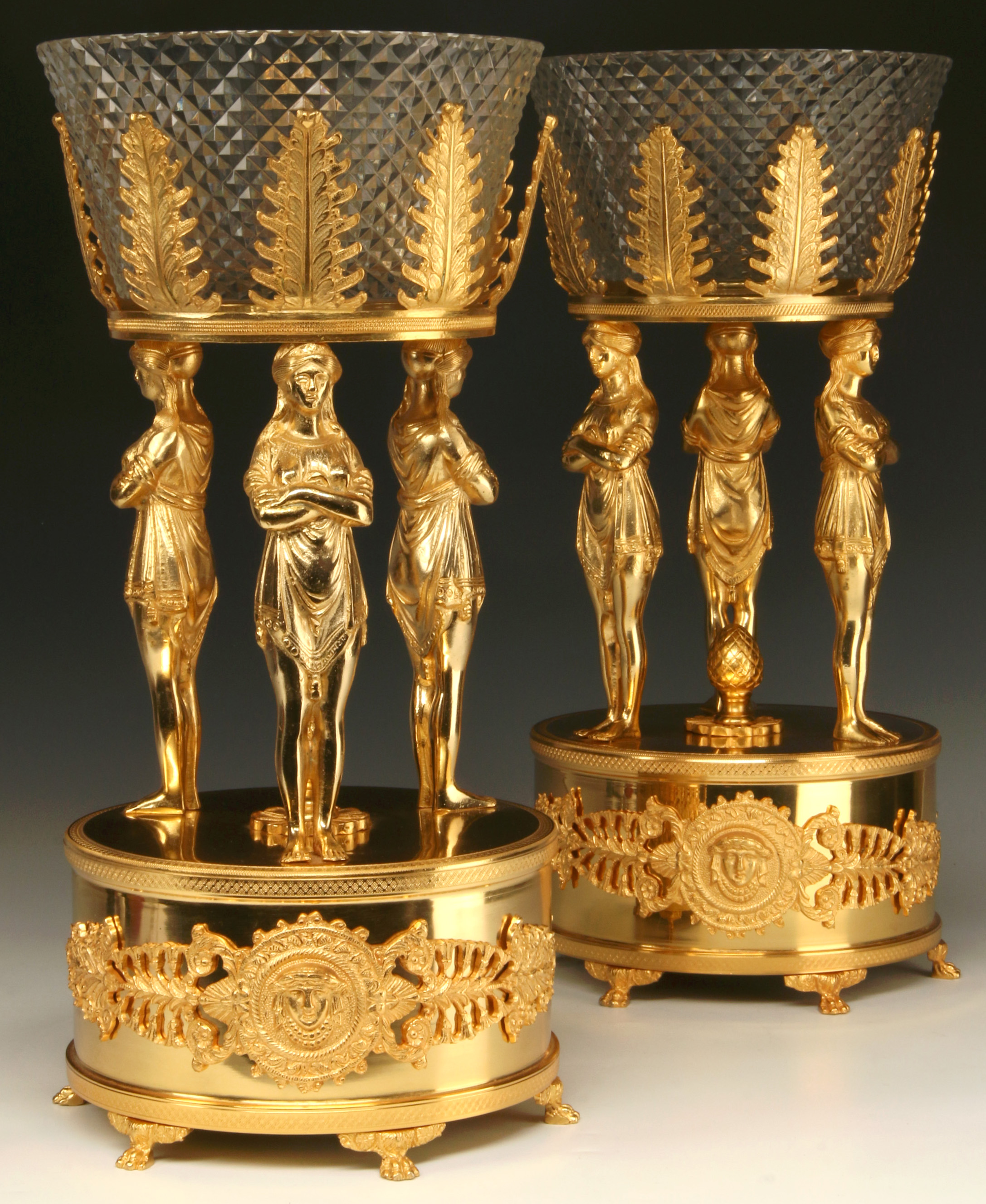A PAIR OF 20TH C. FRENCH EMPIRE STYLE FIGURAL BASK