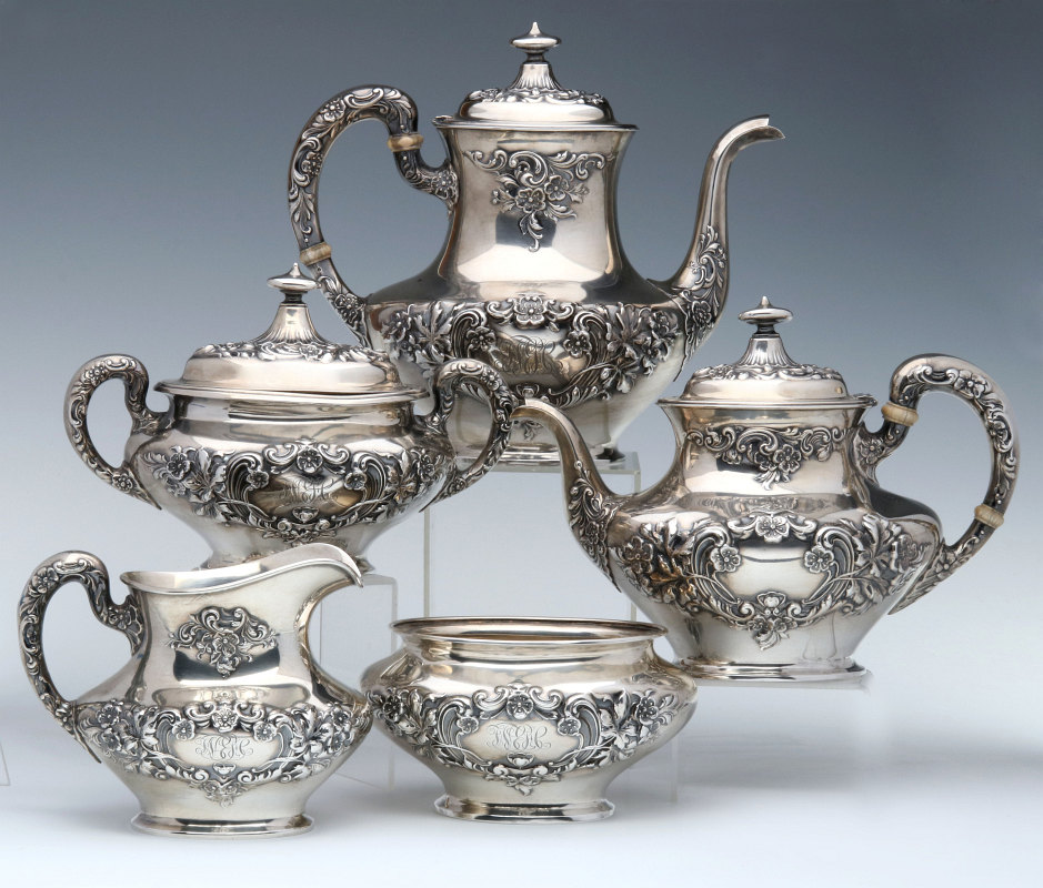 A GORHAM BUTTERCUP STERLING TEA AND COFFEE SERVICE