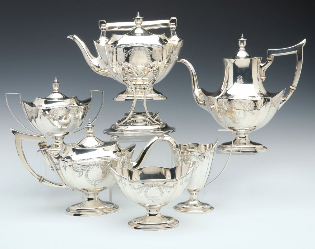 A GORHAM PLYMOUTH STERLING TEA AND COFFEE SERVICE