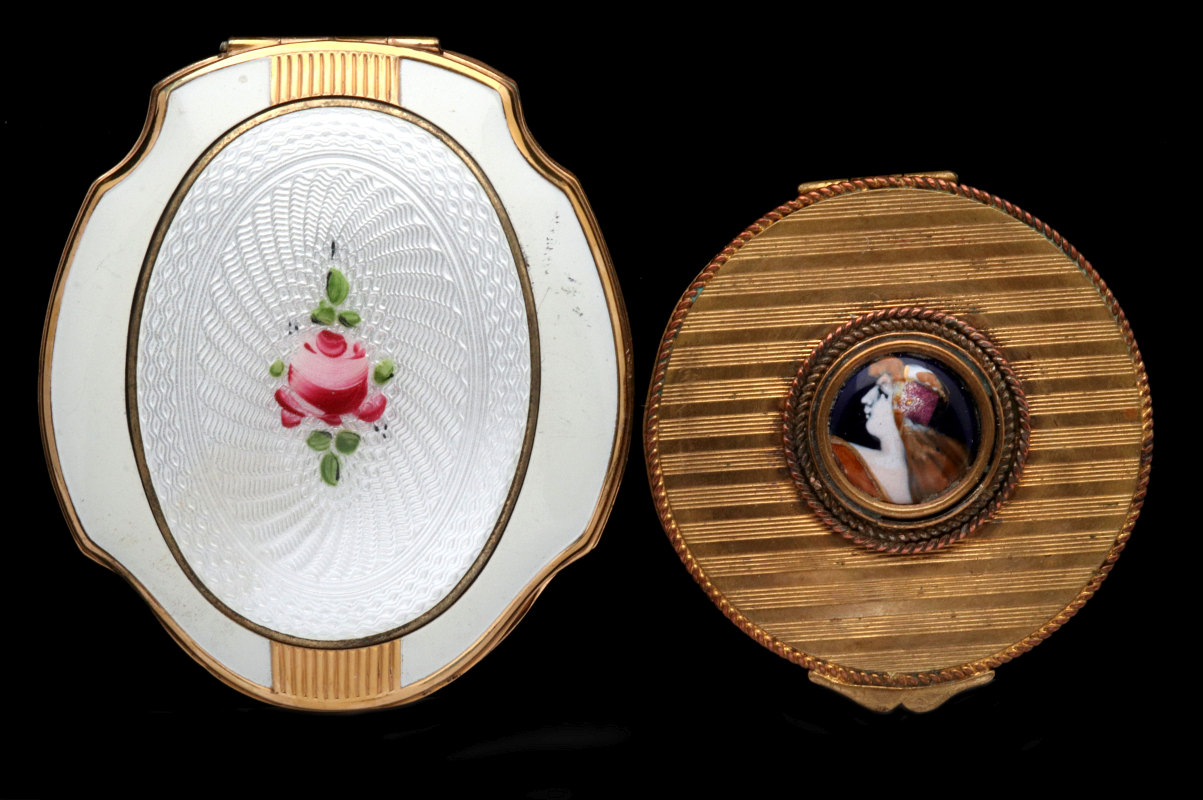 ANTIQUE GUILLOCHE AND ENAMEL COMPACTS