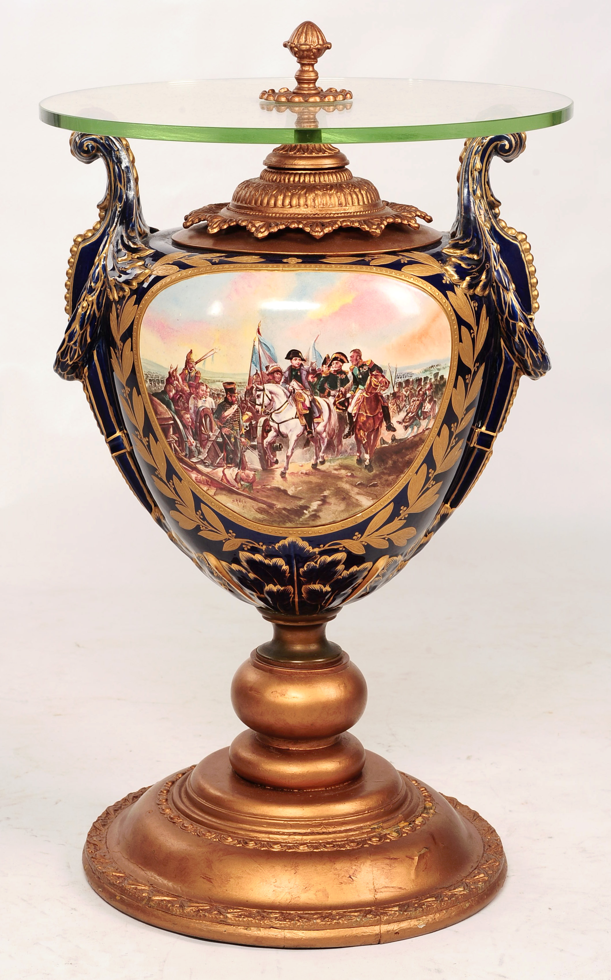 AN ANTIQUE SEVRES STYLE URN BODY SIDE TABLE