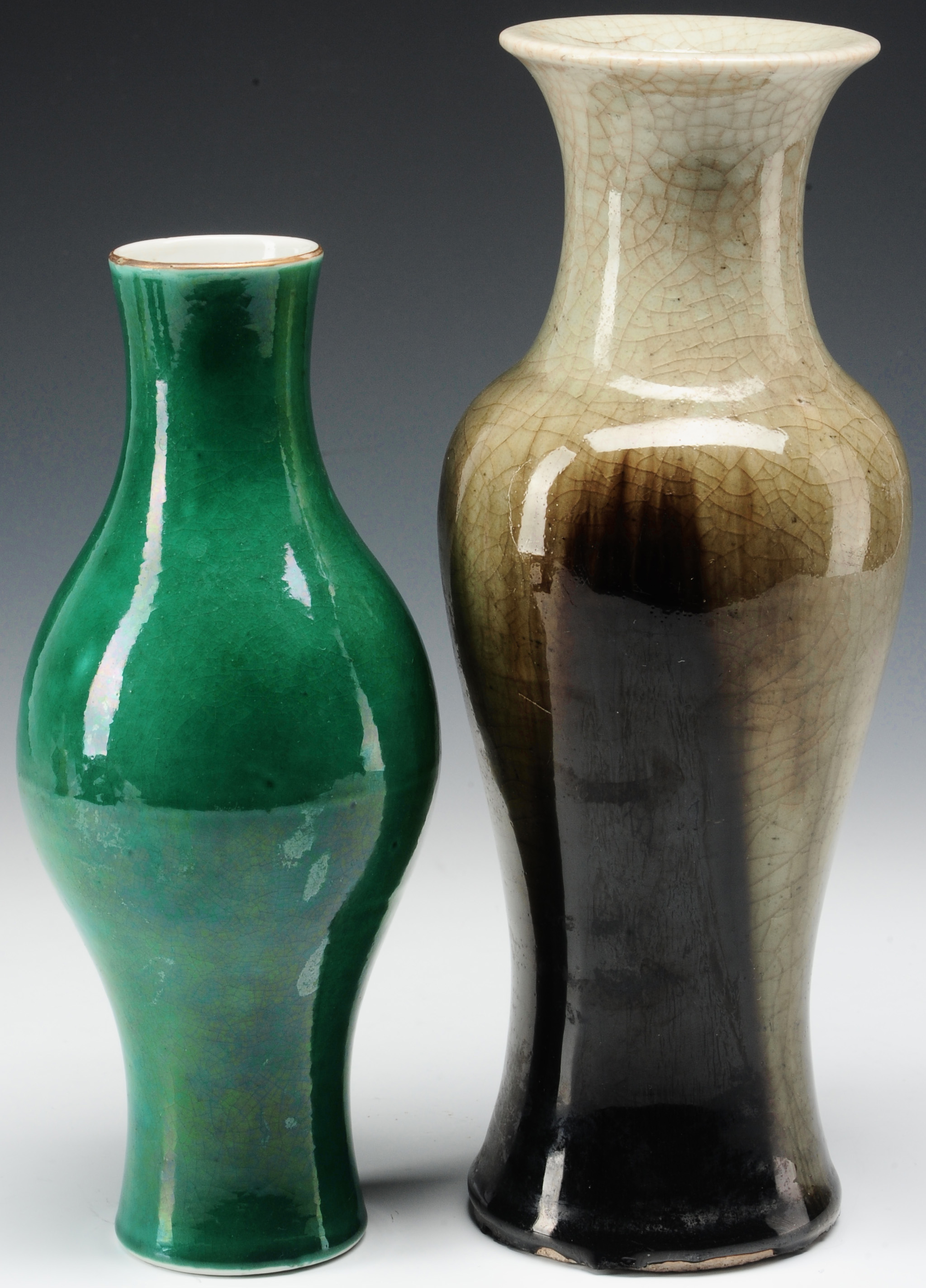 19TH CENTURY CHINESE MONOCHROME POTTERY VASES