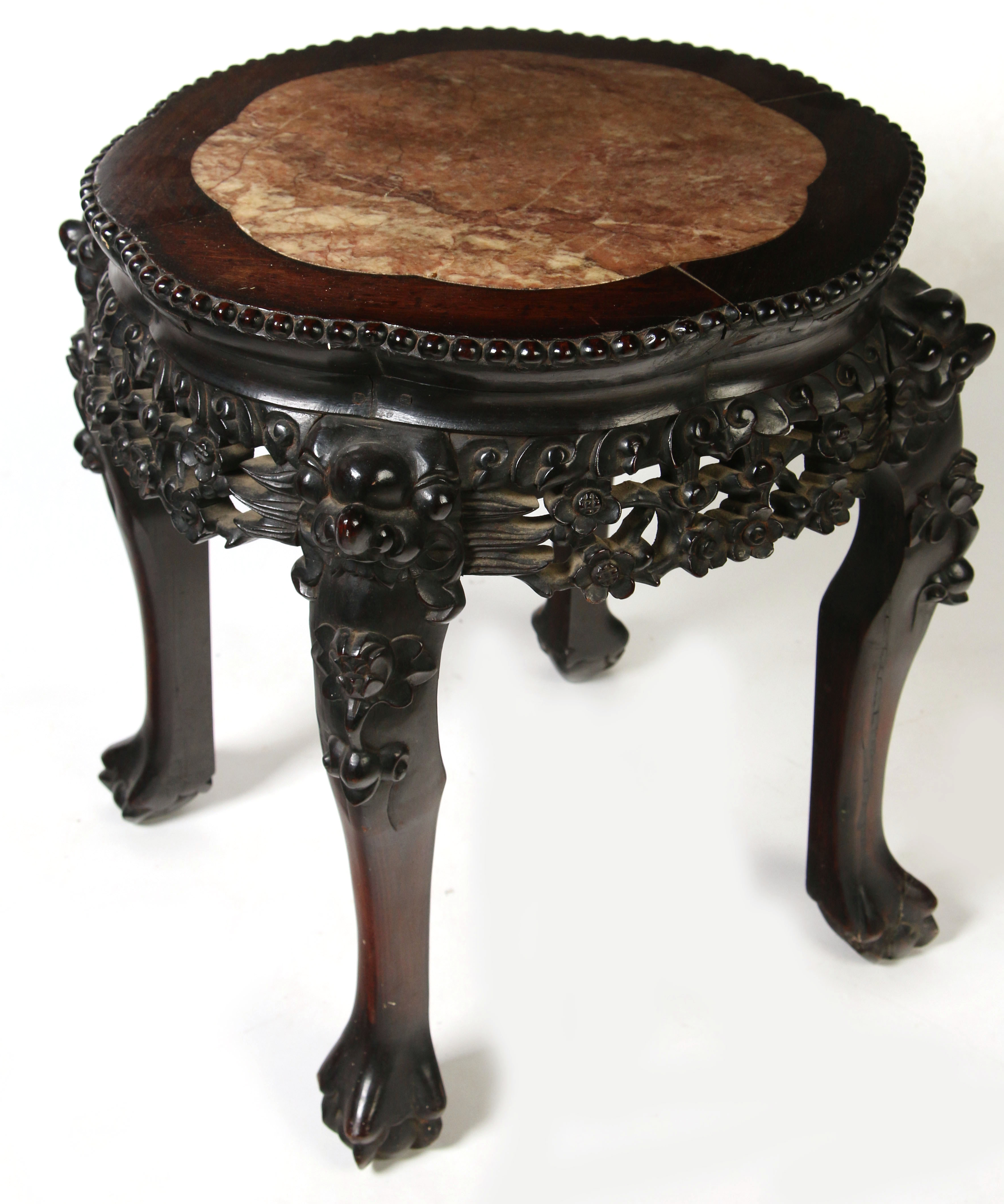 LATE 19TH C. CHINESE CARVED ROSEWOOD SIDE TABLE