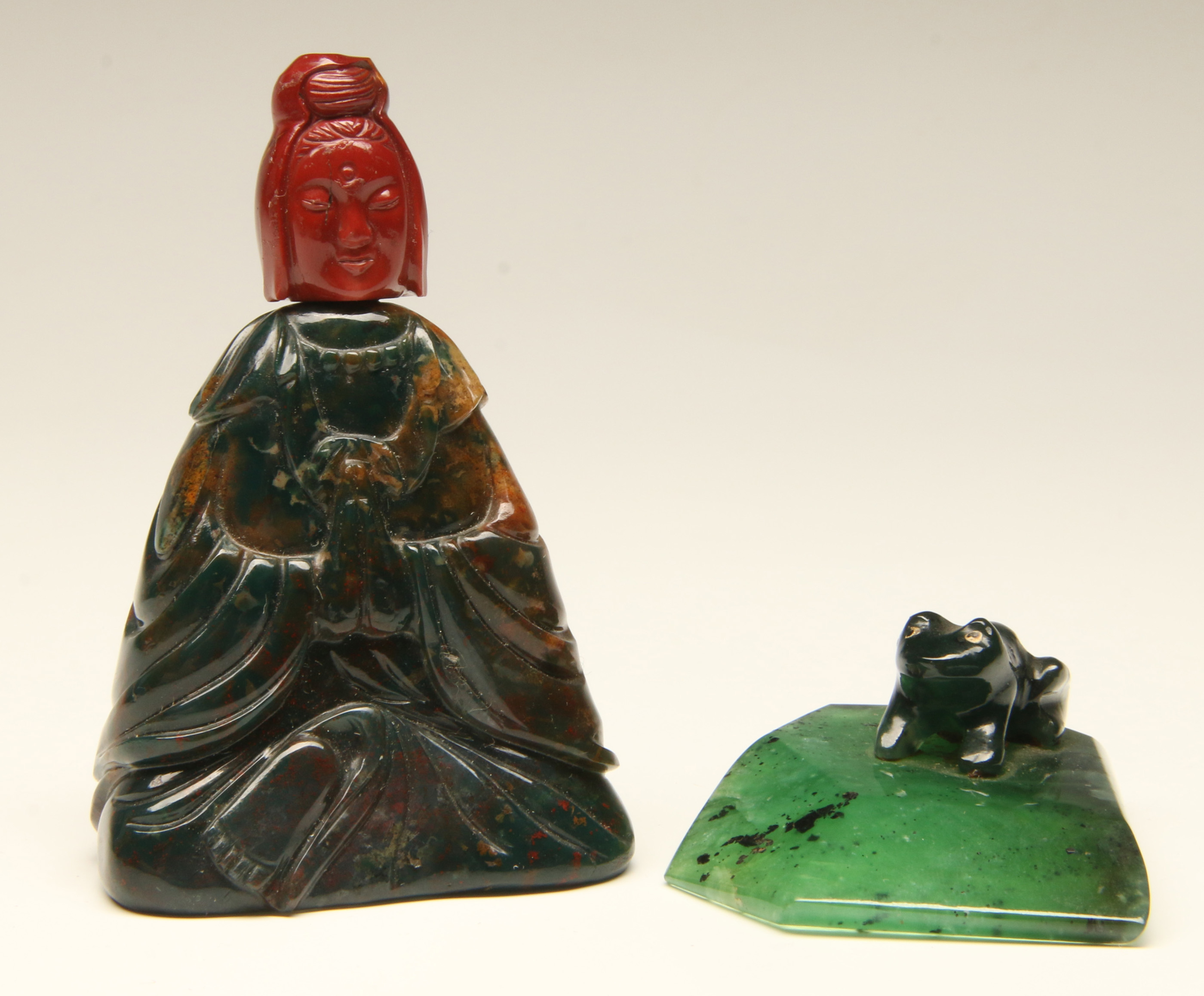 TWO CHINESE CARVED HARDSTONE OBJECTS