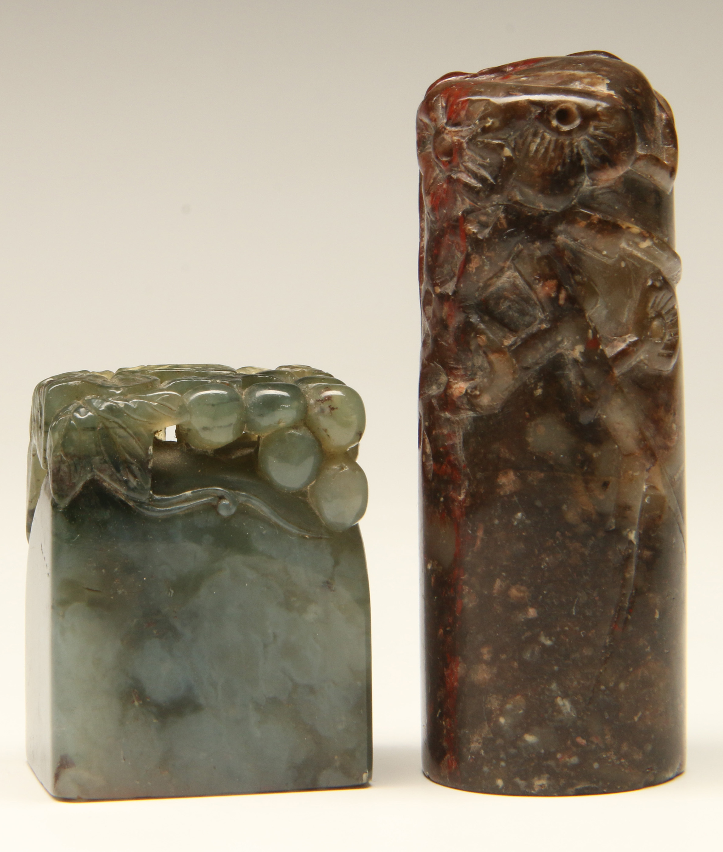 TWO CHINESE HARDSTONE SEALS, ONE UNCUT