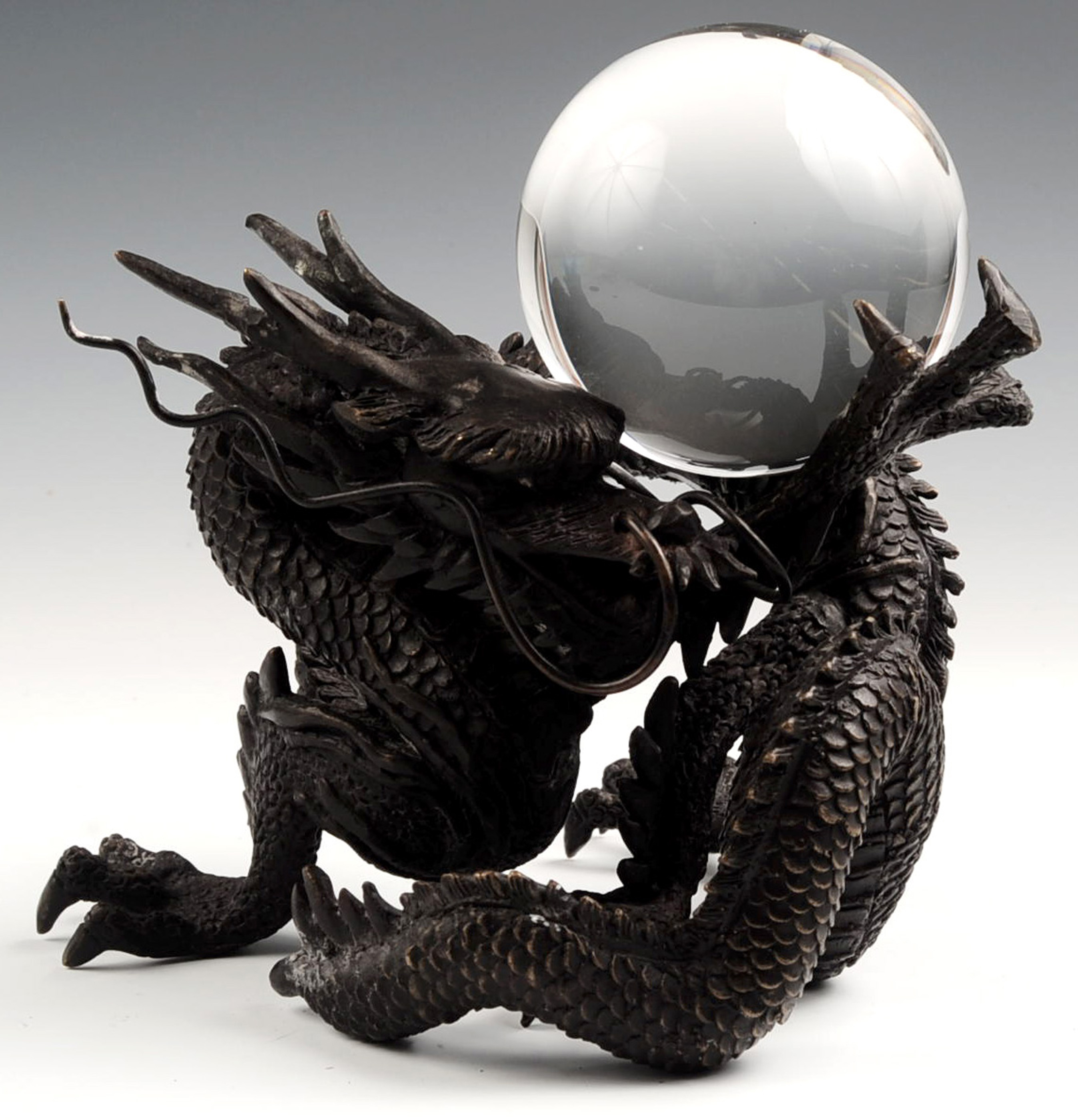 A WELL CAST JAPANESE BRONZE FIGURE OF DRAGON WITH 