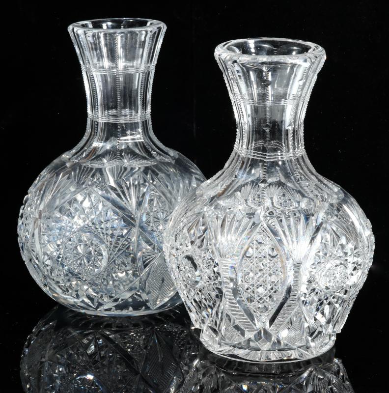 TWO GOOD CLEAR AMERICAN BRILLIANT PERIOD CARAFES