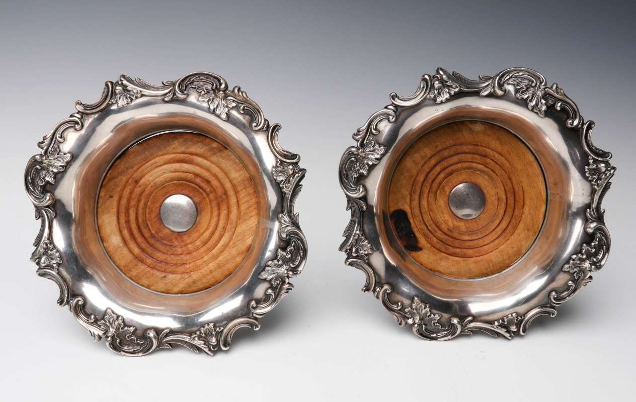 A PAIR 19TH C. OLD SHEFFIELD PLATE WINE COASTERS