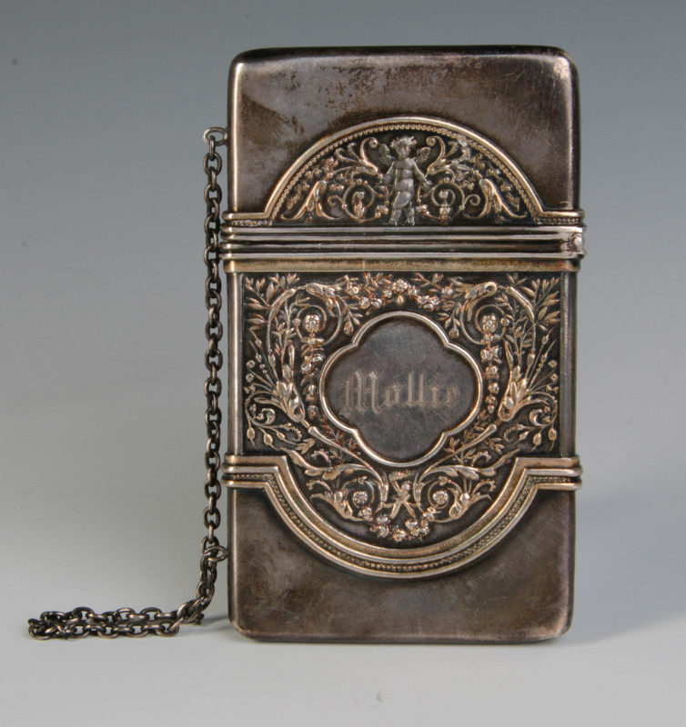 AN ANTIQUE STERLING SILVER CALLING CARD CASE