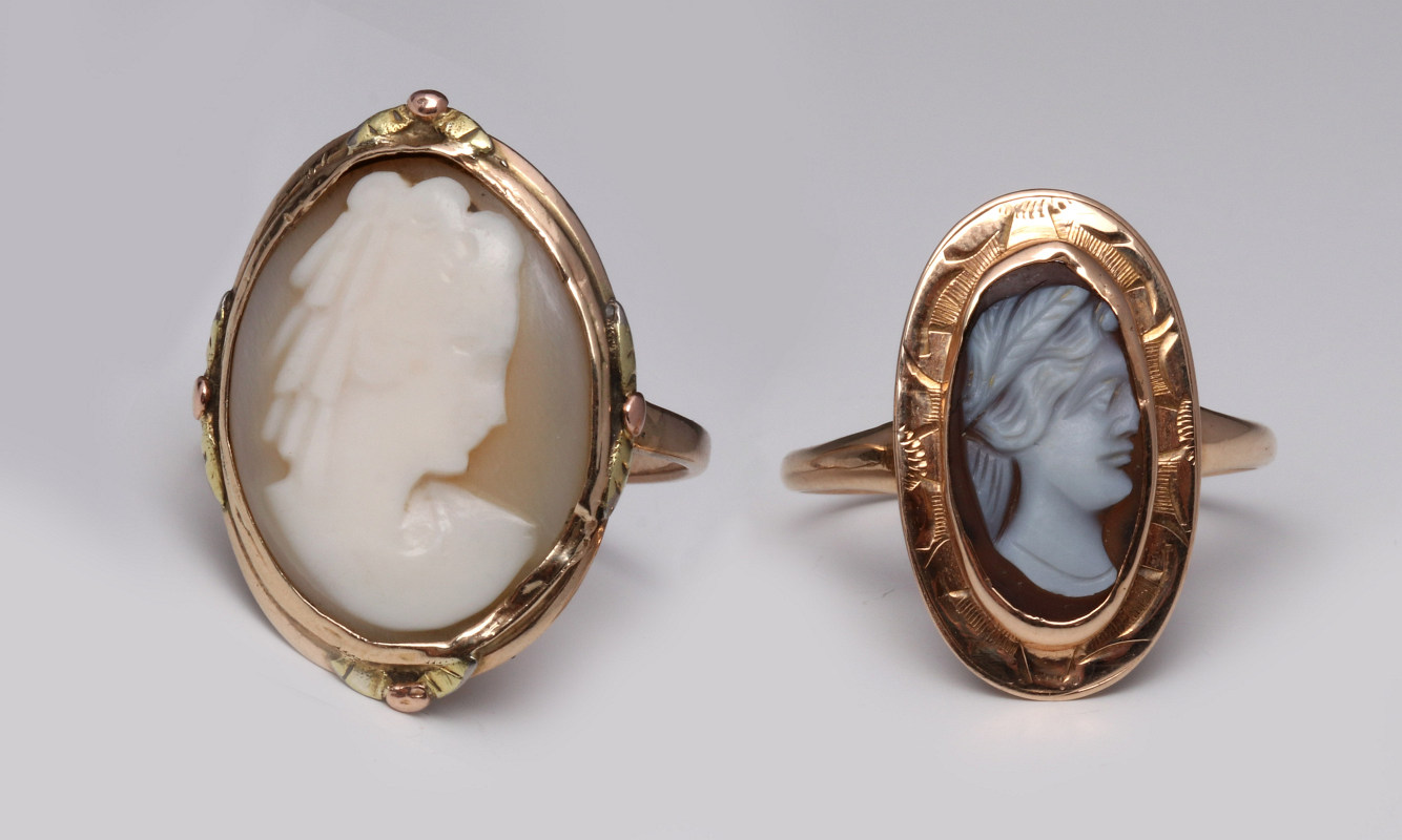 TWO 19TH CENTURY VICTORIAN CARVED CAMEO RINGS