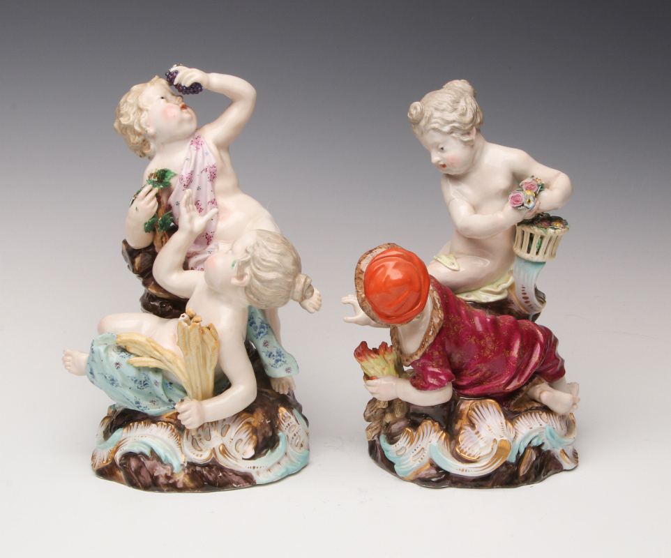 TWO 19TH C MEISSEN GROUPINGS FOR THE FOUR SEASONS