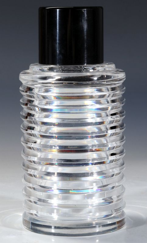 A CUT AND POLISHED CRYSTAL ART DECO BOTTLE