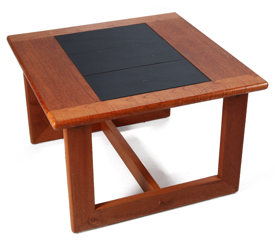 A DANISH MODERN SIDE TABLE, TEAK WITH SLATE INLAY
