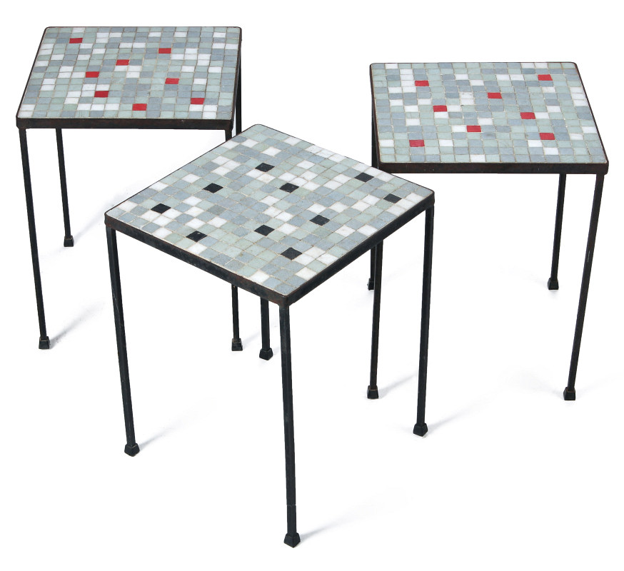 A TRIO OF MID 20TH CENT TILE TOP TABLES