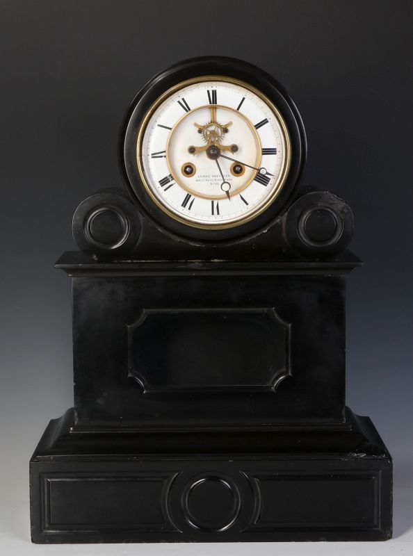 A LARGE SLATE CLOCK SIGNED ANDRE HOFFMAN C.1870