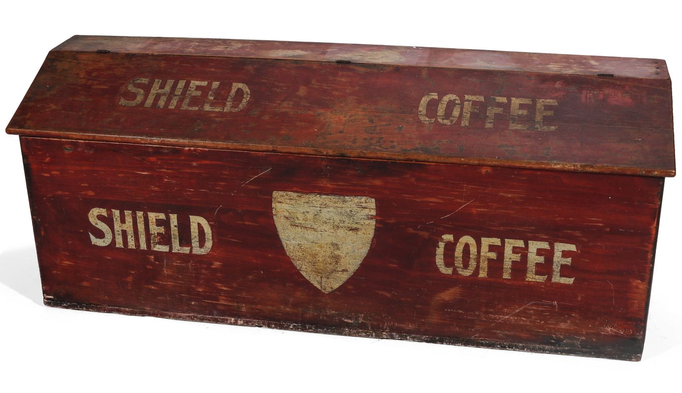 AN EARLY 20TH C AMERICAN COUNTRY STORE COFFEE BIN