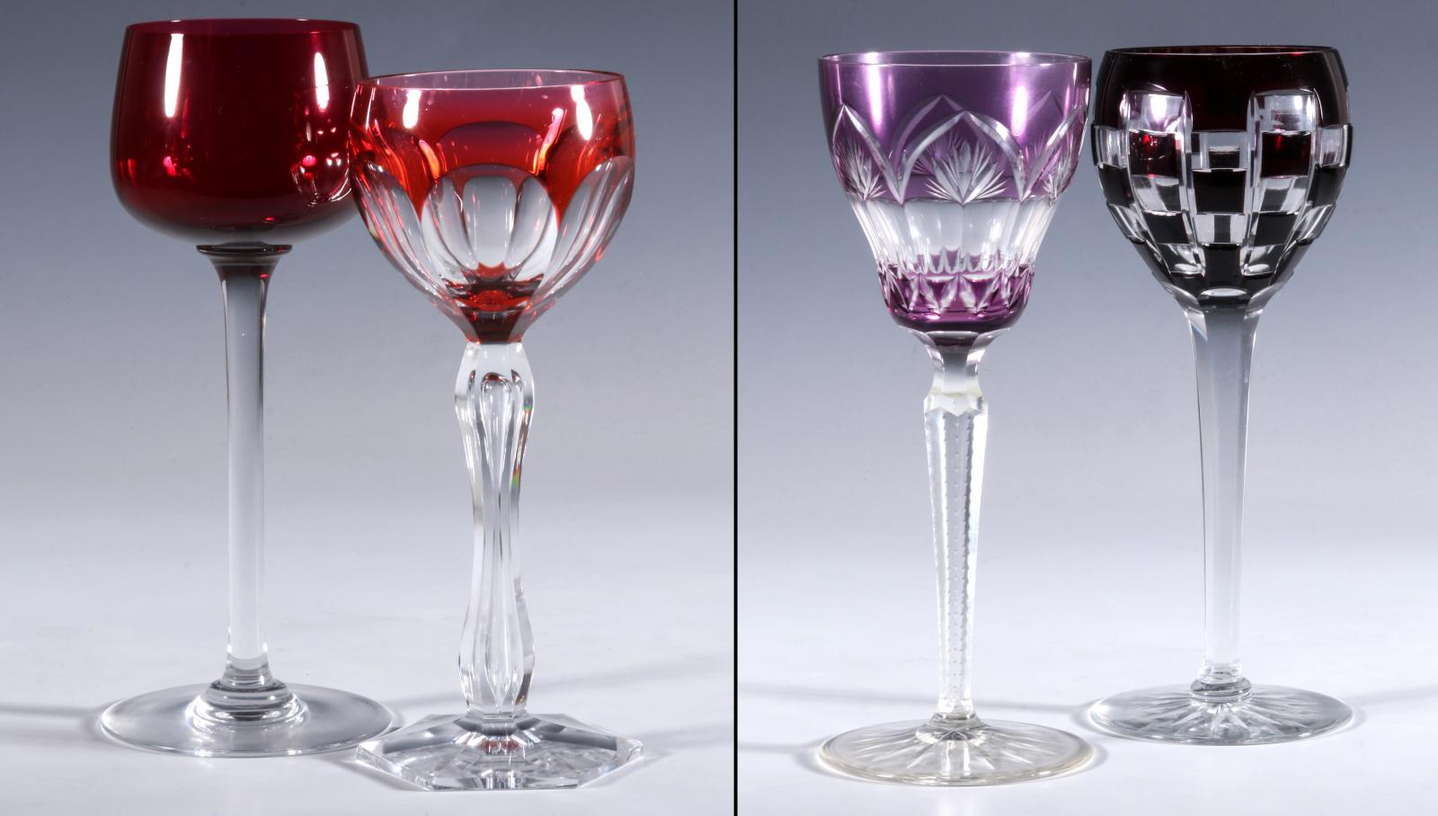 FOUR BACCARAT AND OTHER QUALITY CUT TO CLEAR WINE
