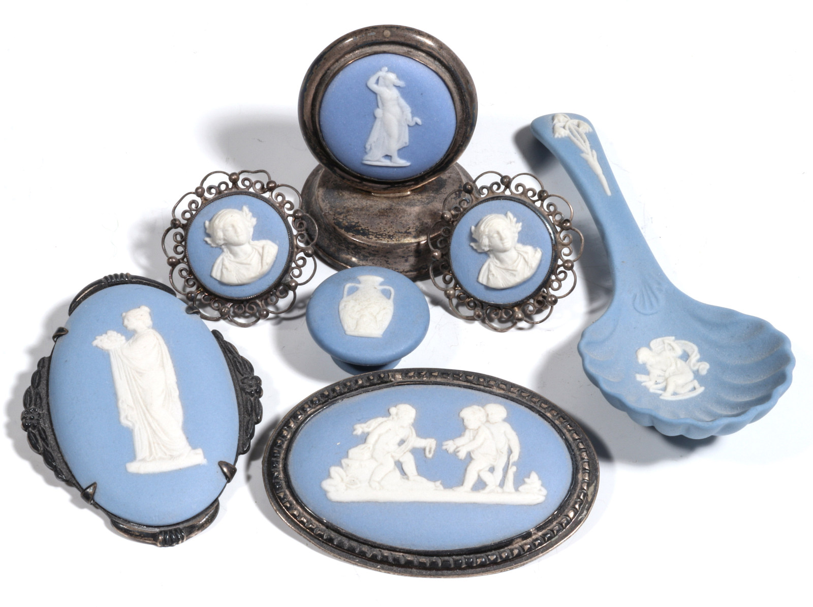 WEDGWOOD AND OTHER JASPER JEWELRY AND MINIATURES
