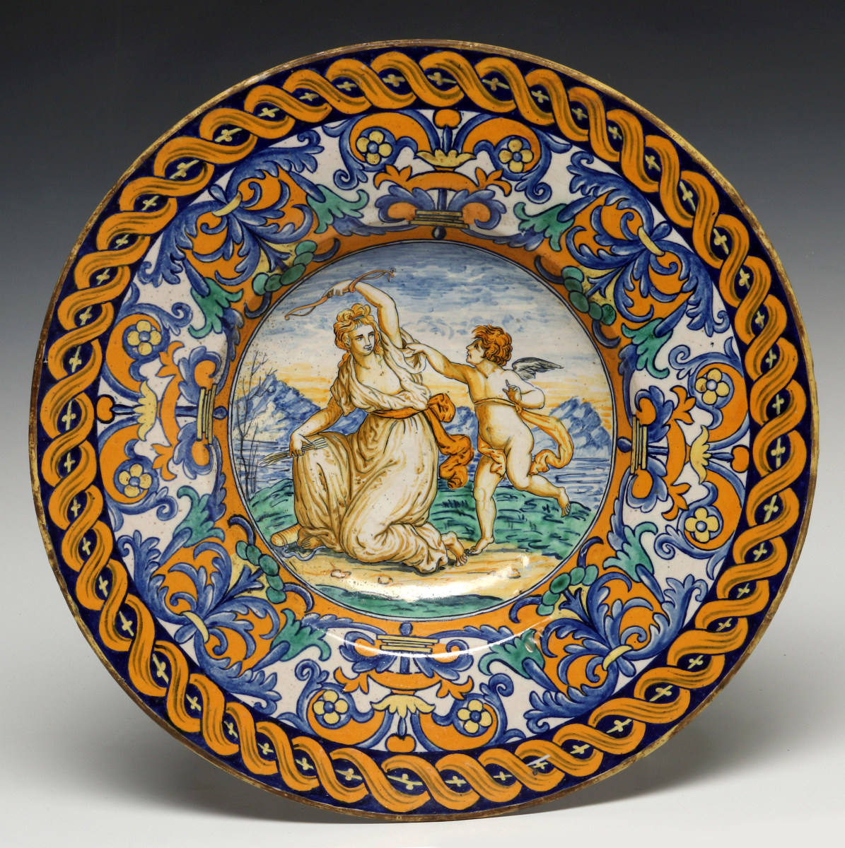 A MIDDLE 19TH C. ITALIAN MAIOLICA FAIENCE CHARGER