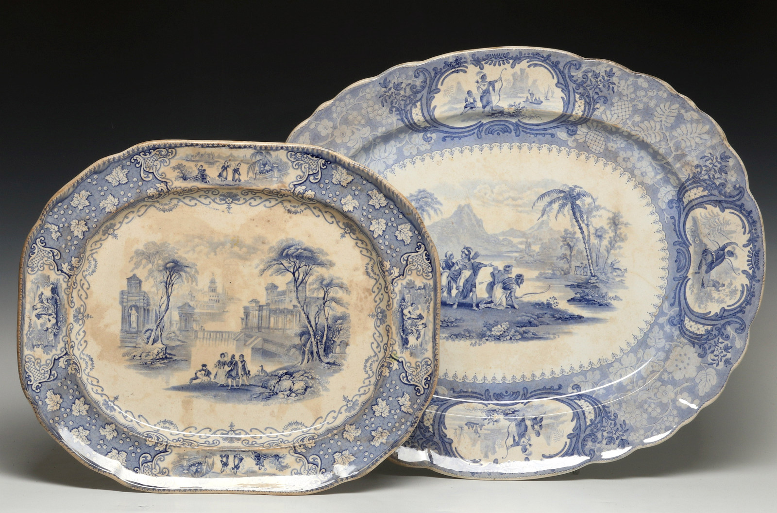 TWO LARGE 19TH CENT ENGLISH STAFFORDSHIRE PLATTERS