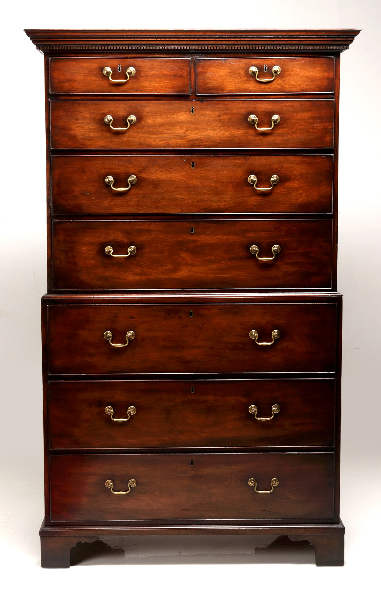 AN 18TH C ENGLISH CHEST ON CHEST W/ BUTLER'S DESK