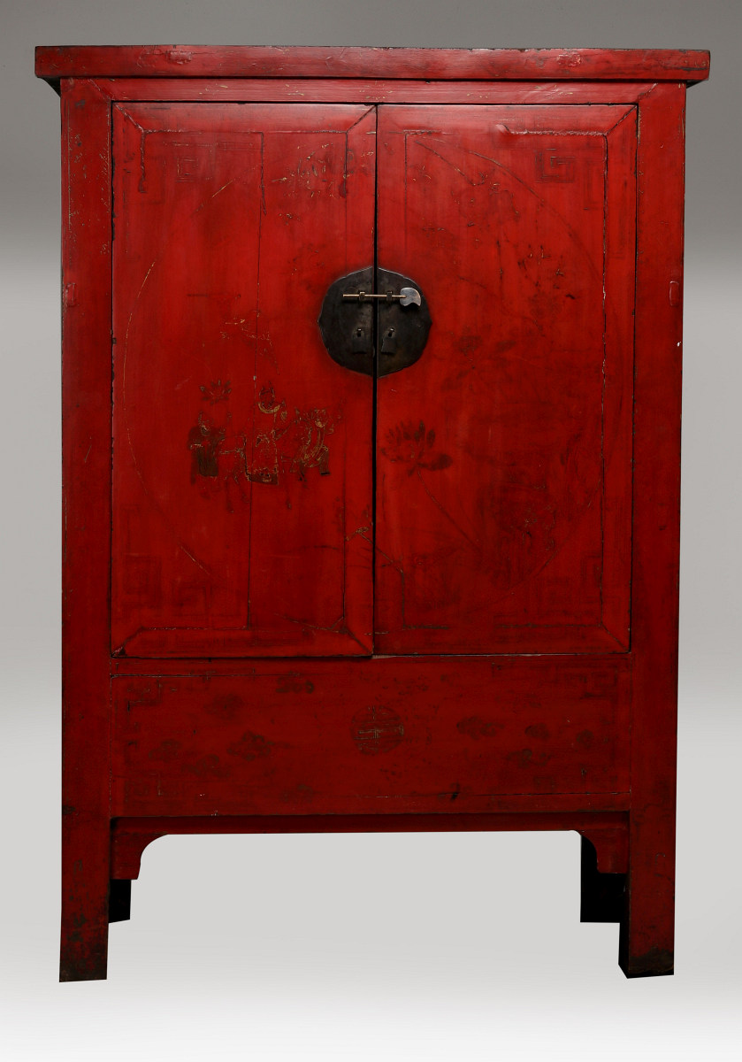 A 19TH CENTURY CHINESE TWO DOOR WEDDING CABINET