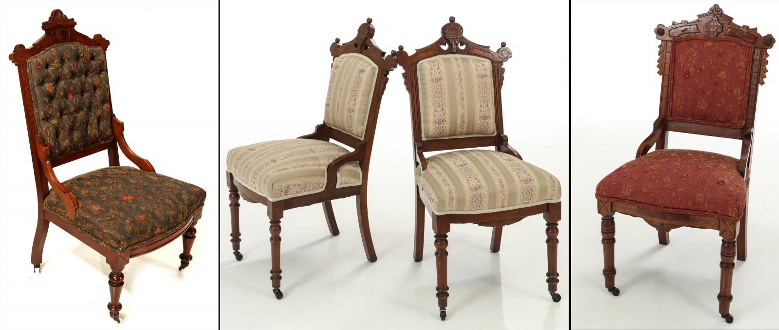FOUR NICE AMERICAN VICTORIAN WALNUT PARLOR CHAIRS