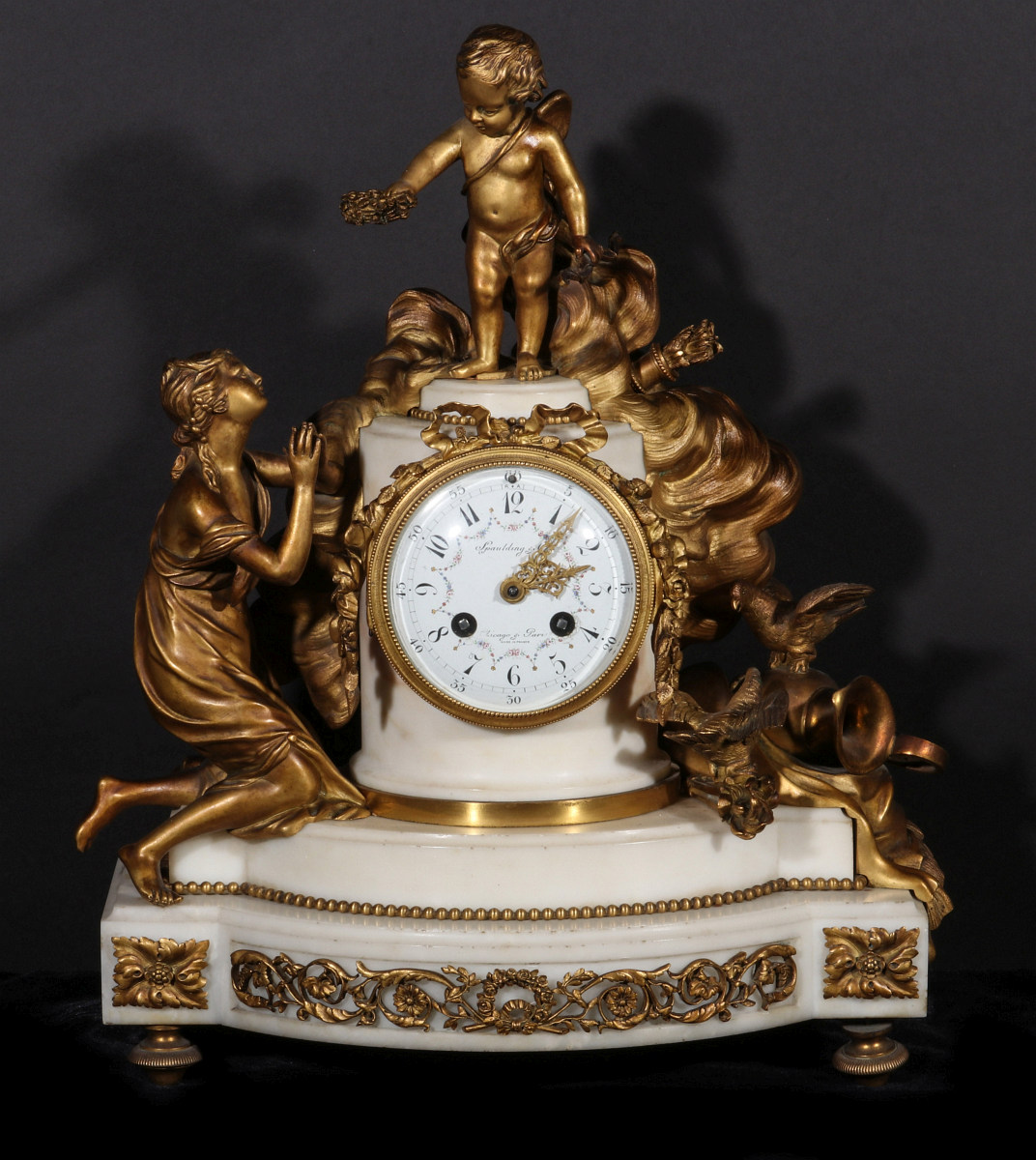 A 19TH C. FRENCH BRONZE STATUE CLOCK FOR SPAULDING