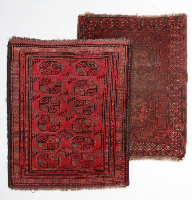 TWO 20TH CENT TURKOMAN TYPE ORIENTAL SCATTER RUGS