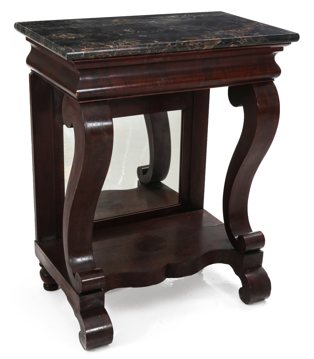 A 19TH C AMERICAN EMPIRE STYLE PIER TABLE W/MARBLE