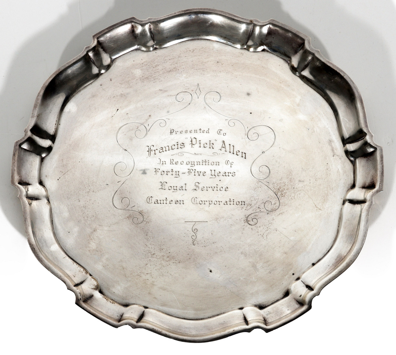 A POOLE 'CHIPPENDALE' PATTERN STERLING TRAY